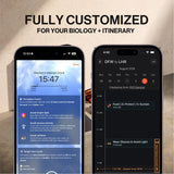 Fount Flykitt app pantalla mostrando plan personalizado para jet lag