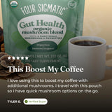 Four Sigmatic etiqueta con lista de ingredientes y datos nutricionales claros