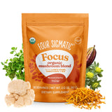 Four Sigmatic envase frontal mostrando etiqueta y beneficios para enfoque
