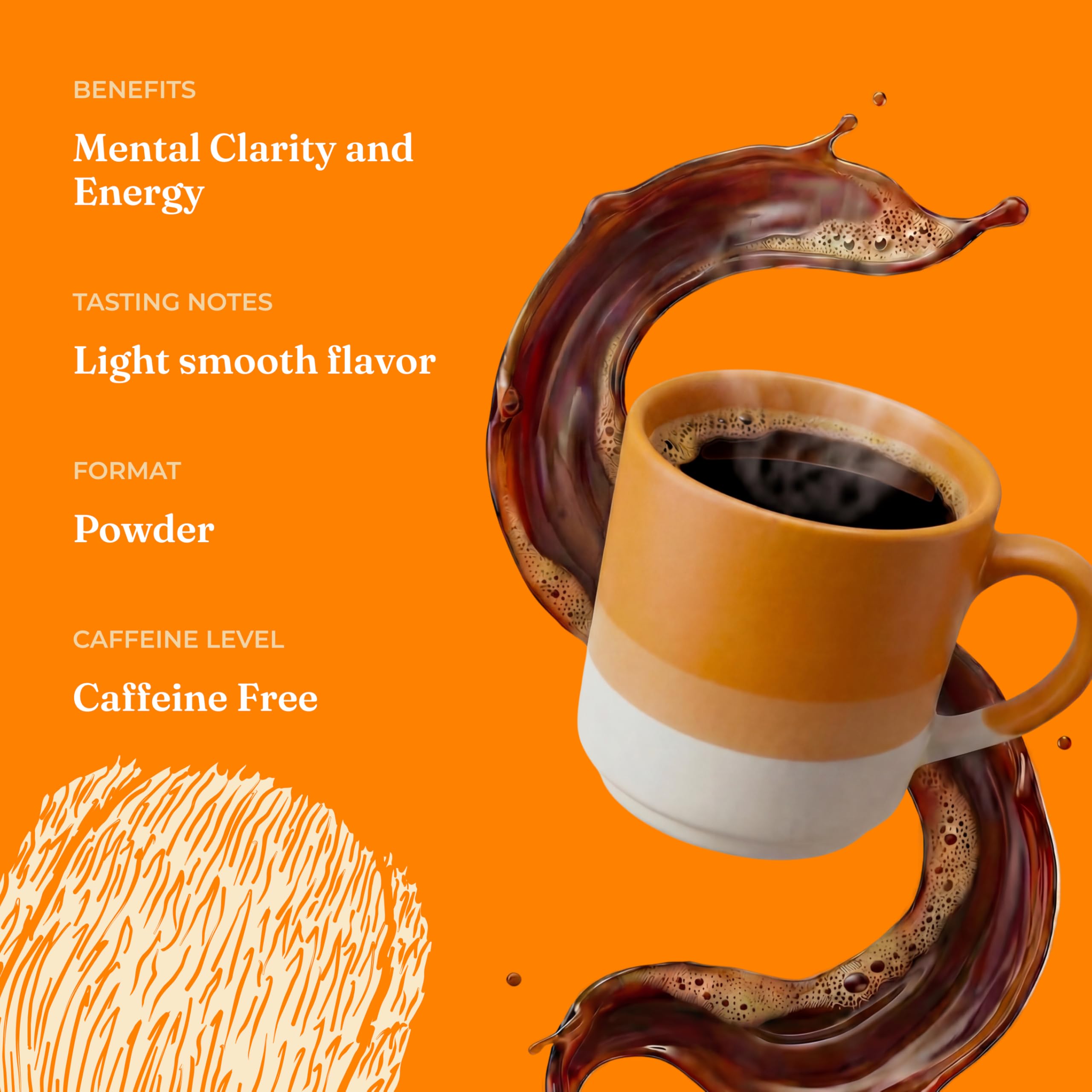 Four Sigmatic Focus mezclado en taza de café para energía sin cafeína