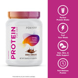 FoxyFit textura del polvo en primer plano, mezcla suave y cremosa