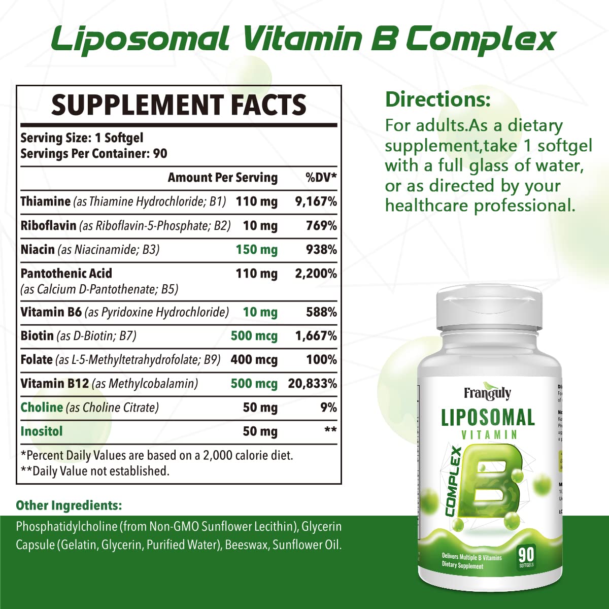 Franguly close-up de cápsula que sugiere tecnología liposomal y mejor absorción