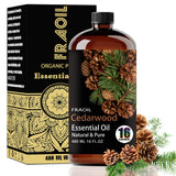FRAOIL frasco frontal de cedro 480 ml mostrando etiqueta y vidrio protector