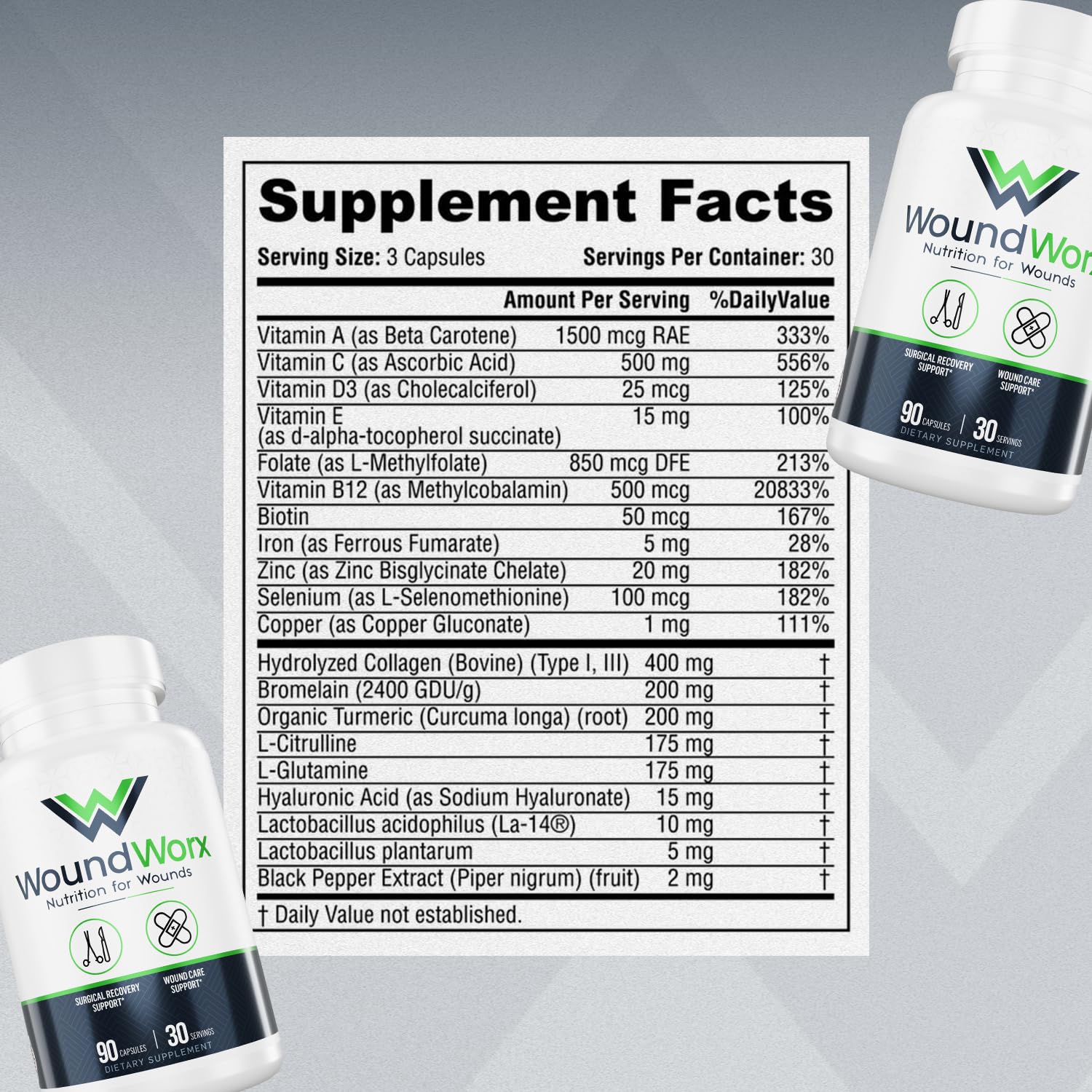 Free Life Labs composición de ingredientes con aminoácidos y colágeno visible