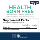 Freeda etiqueta de ingredientes legible con certificaciones y dosis