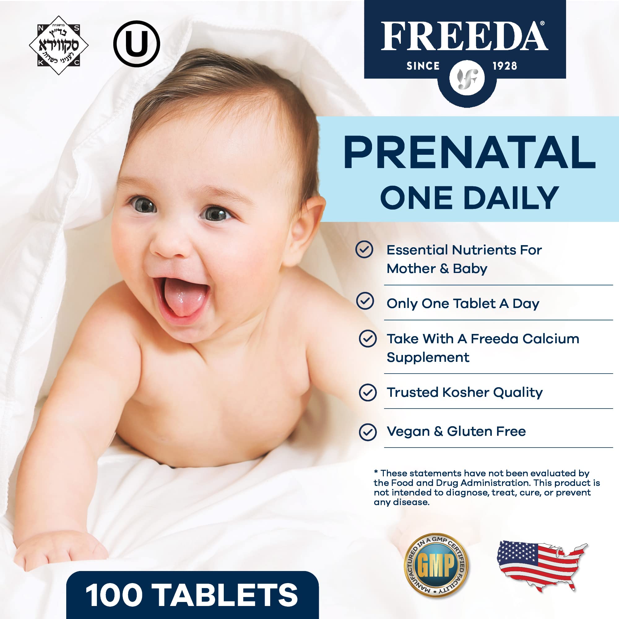 FREEDA tableta en primer plano mostrando textura, fácil de tragar