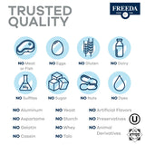FREEDA Freedavite textura de la tableta detallada, práctica para deglución cómoda