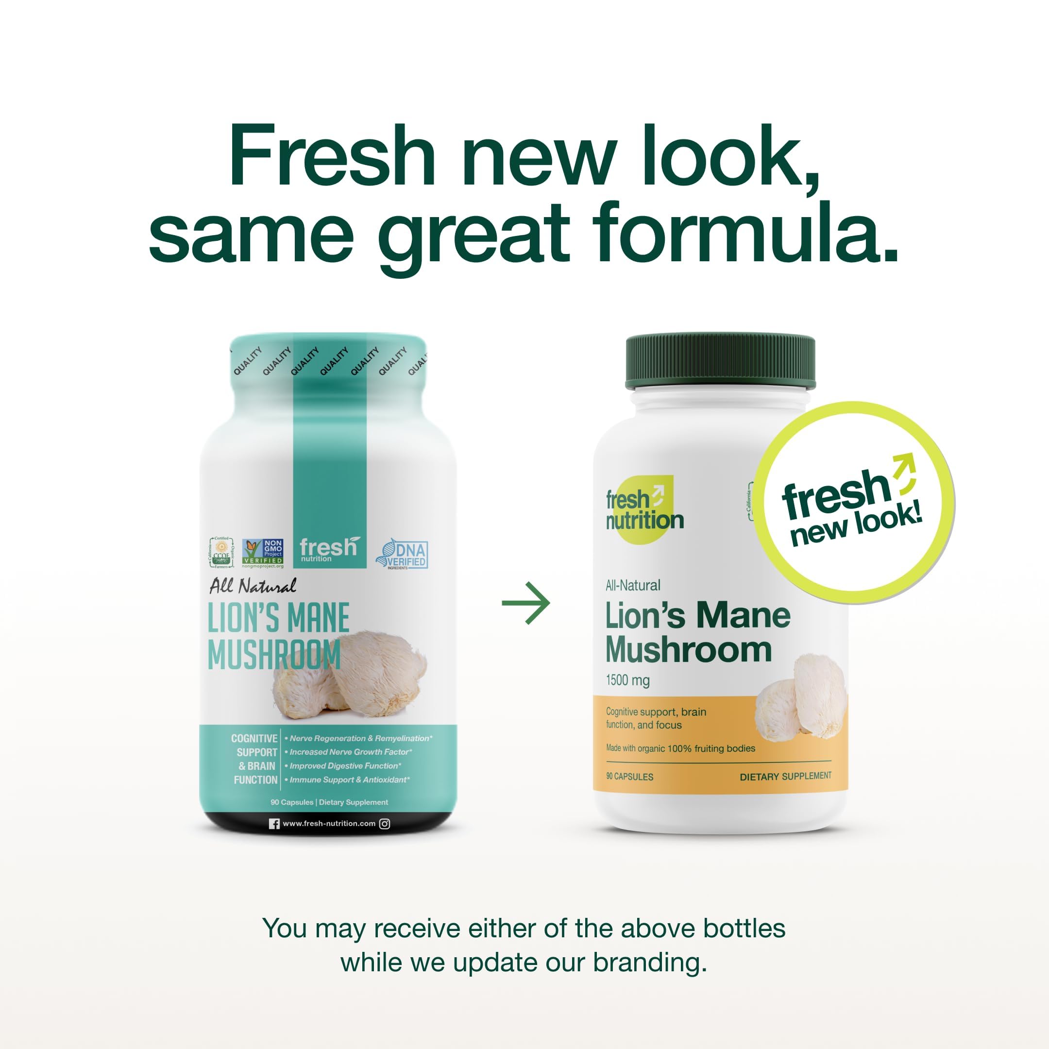 Fresh Nutrition cápsulas en mano para tamaño claro y consumo fácil