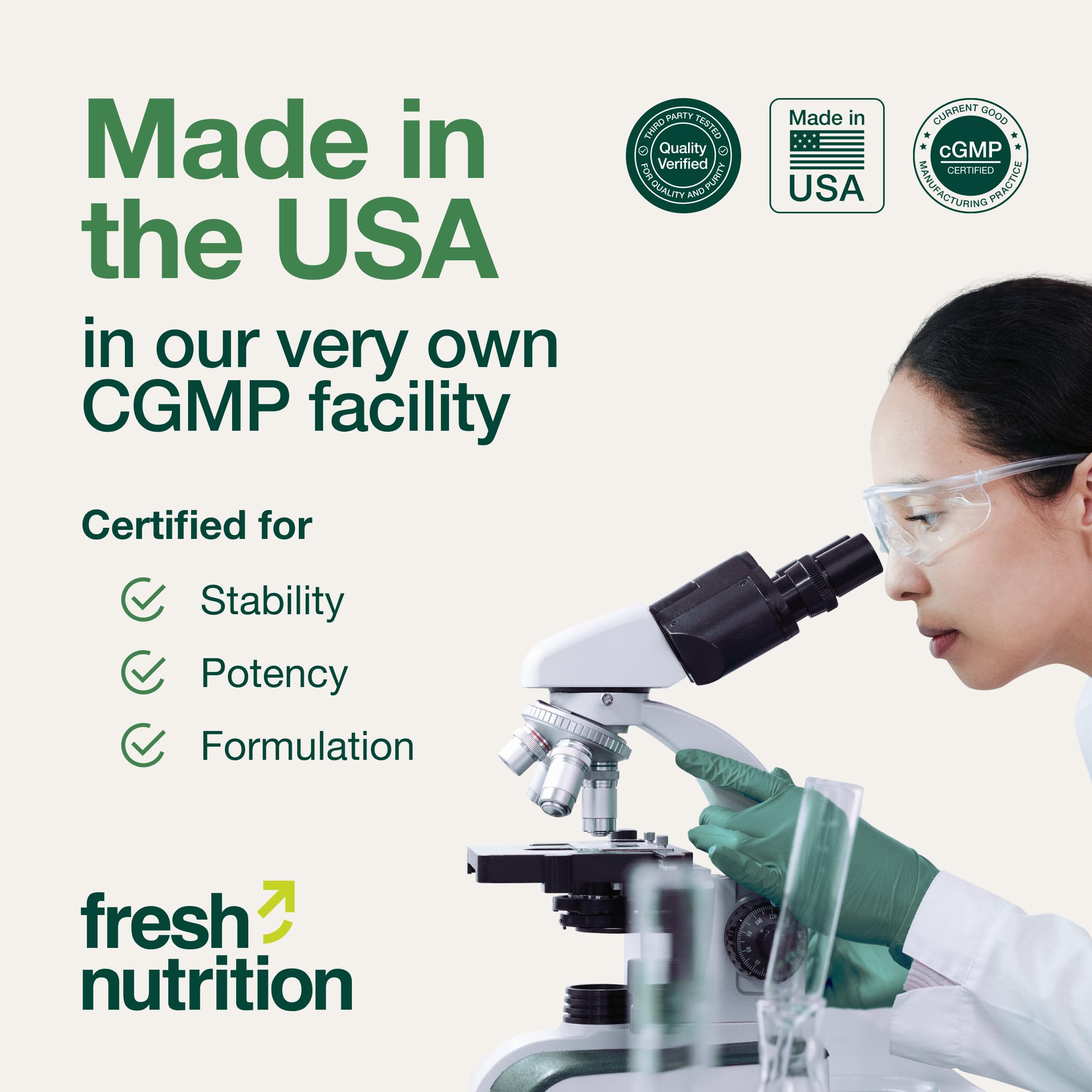 Fresh Nutrition comparación de tamaño con monedero para mostrar portabilidad