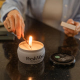 Fresh Wave etiqueta con lista de ingredientes naturales, beneficio transparencia y planta a base