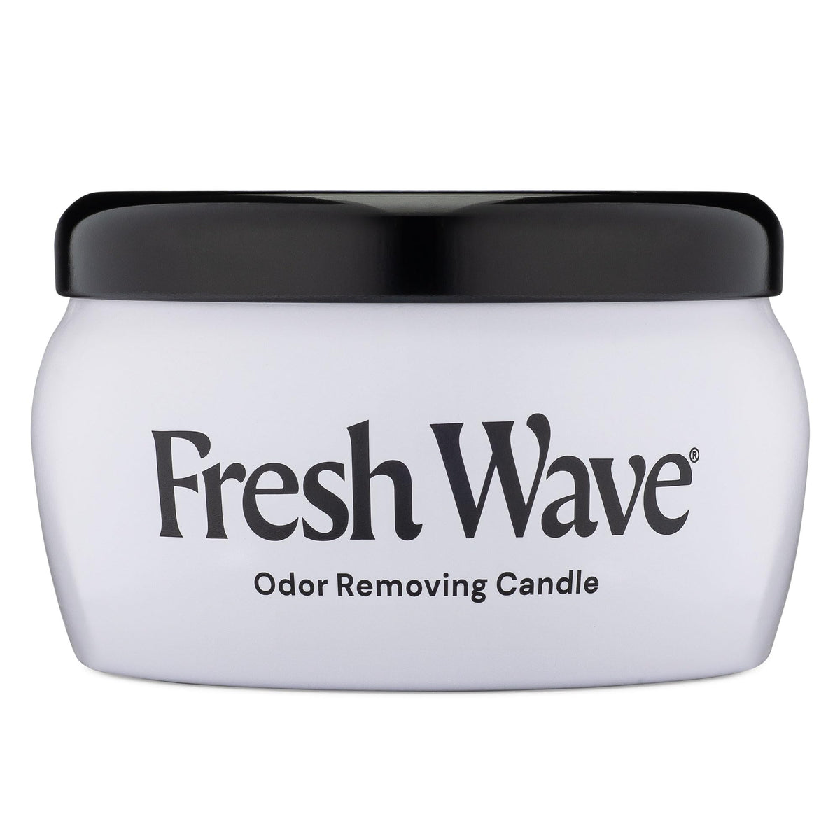 Fresh Wave empaque frontal de la vela mostrando diseño y tamaño, beneficio limpieza de olores