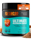 FreshCap frasco delante mostrando la etiqueta y ventaja de ingredientes orgánicos