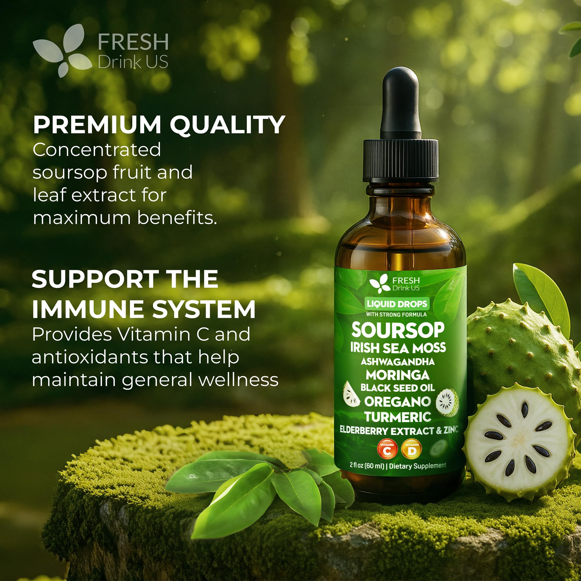 FRESHDRINKUS cierre con gotero en detalle, aplicación precisa y cómoda