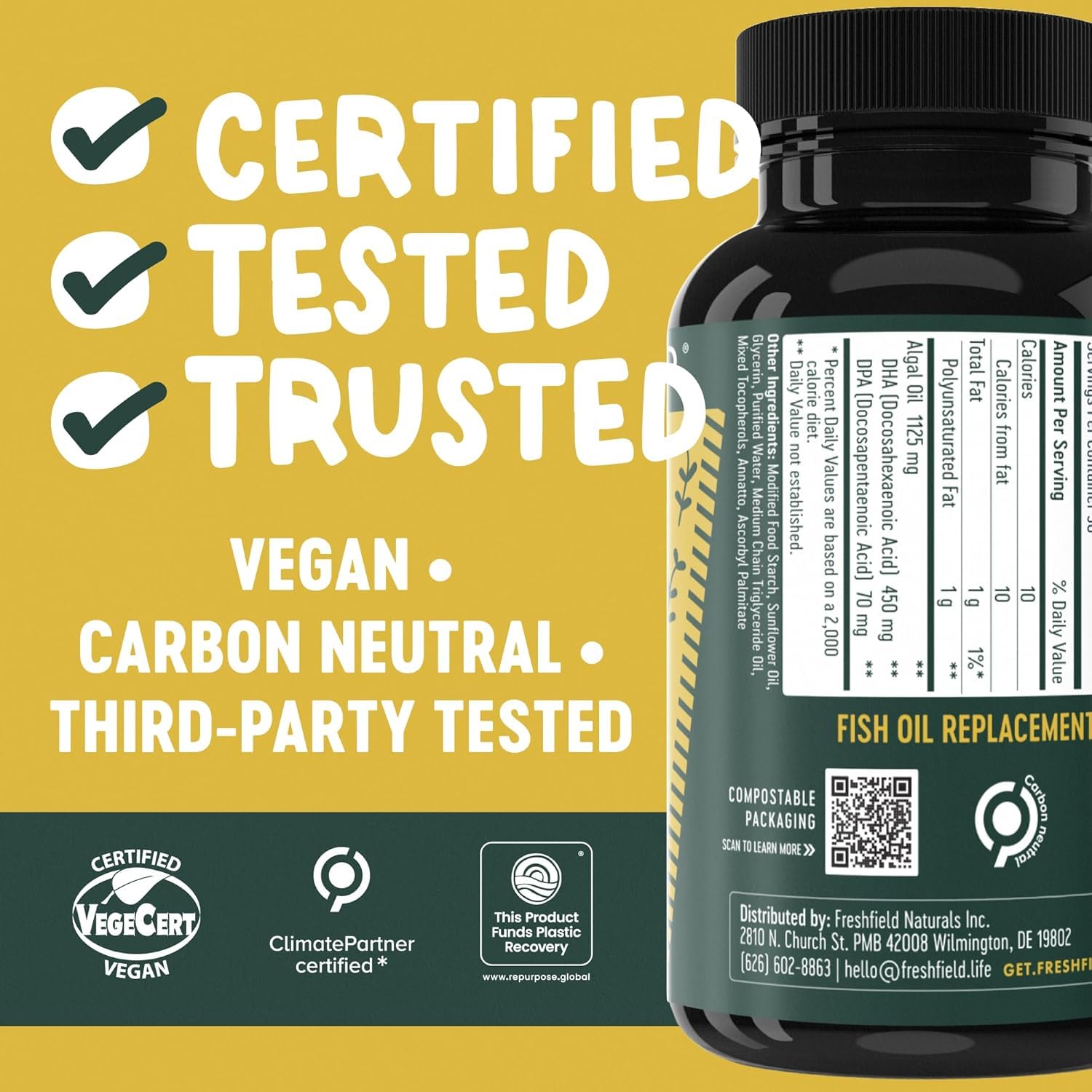 Freshfield botella ecológica plant based enfatizando sostenibilidad