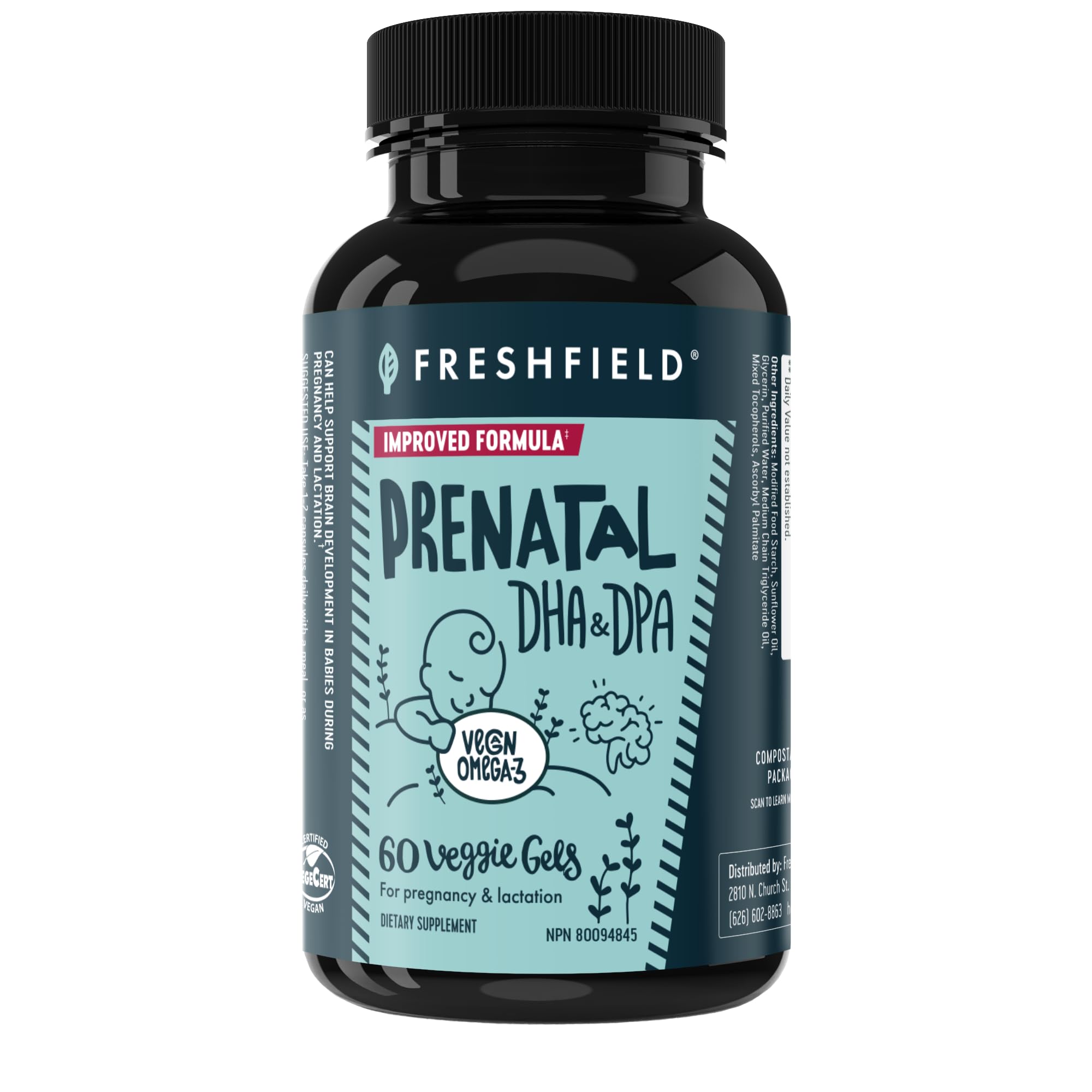 Freshfield frasco frontal mostrando la marca y beneficios sostenibles