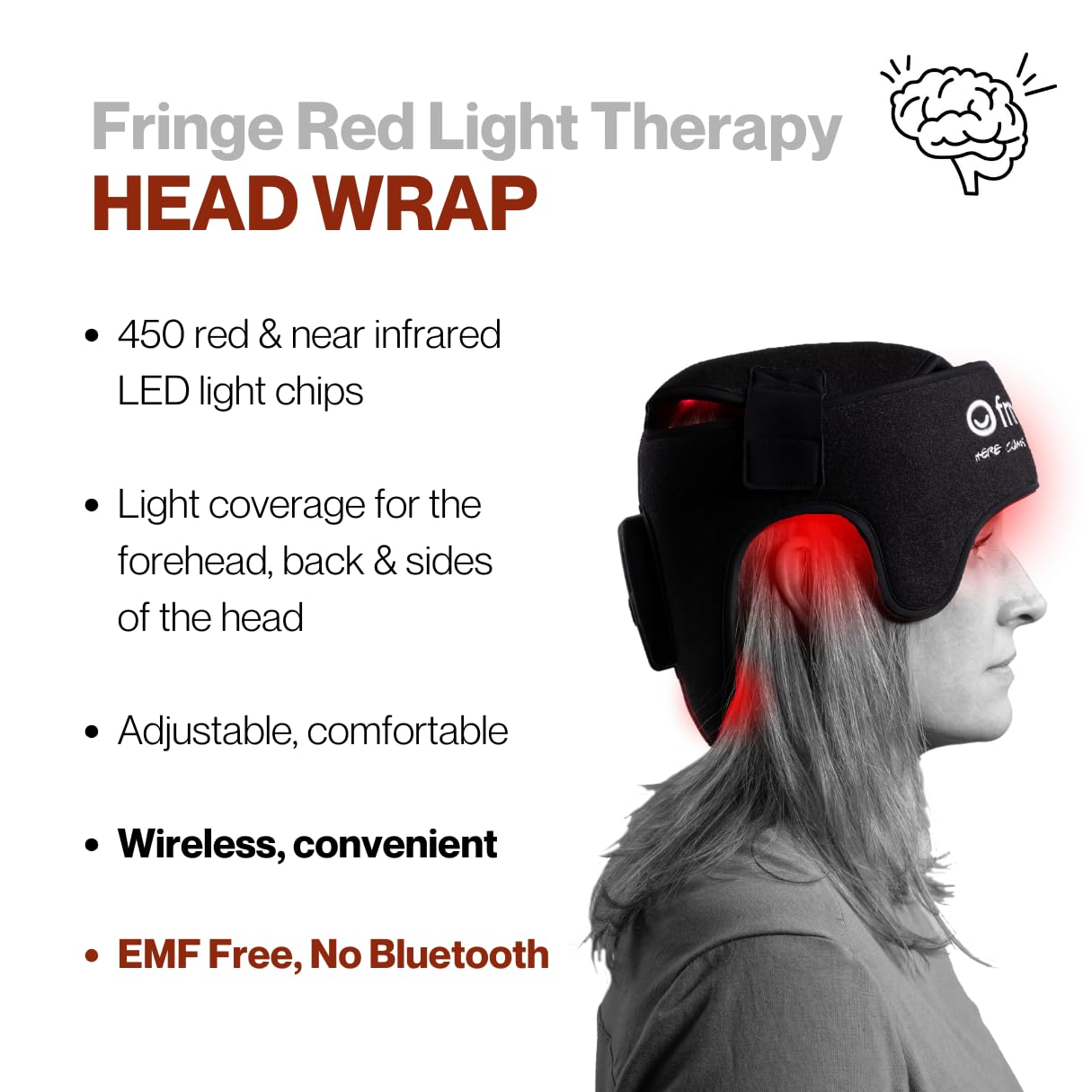 Fringe primer plano de los 450 LEDs, cobertura uniforme del cuero cabelludo