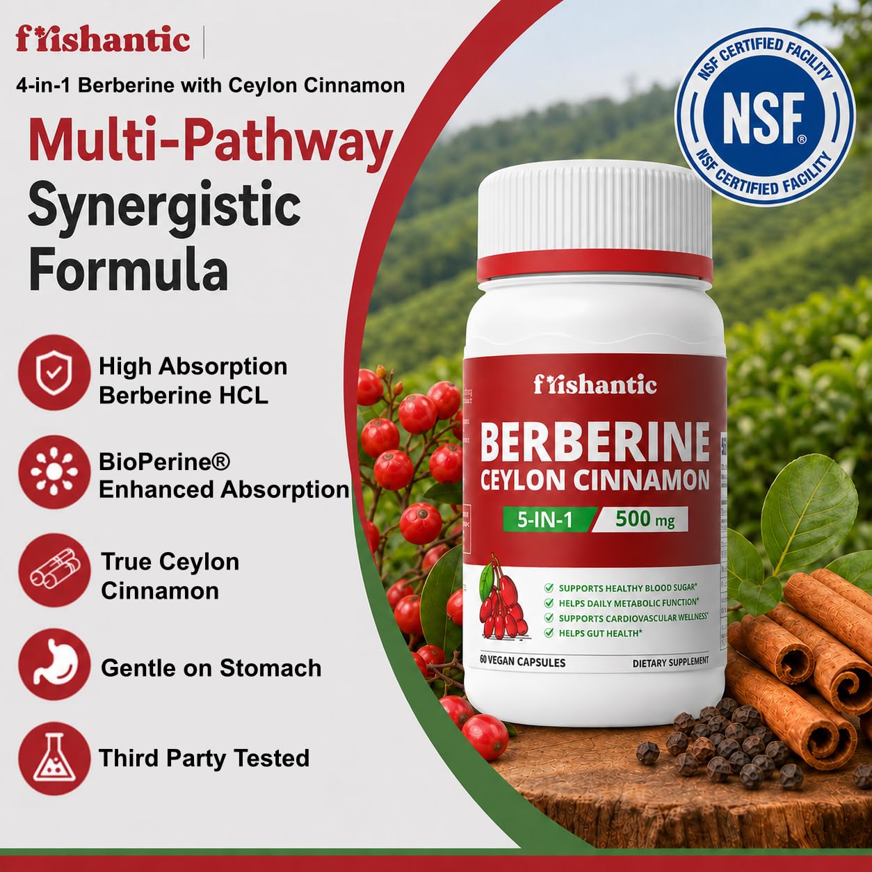 Primer plano de la etiqueta Frishantic destacando ingredientes y dosis