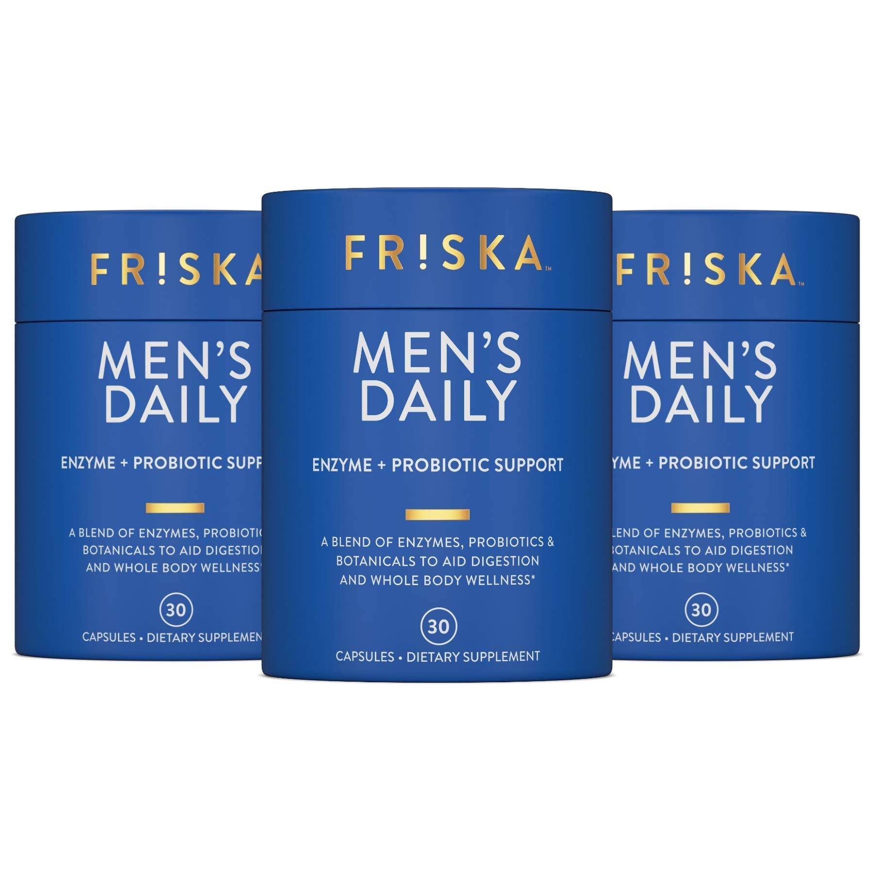 Friska frasco frontal mostrando etiqueta y tamaño, ayuda digestiva clara
