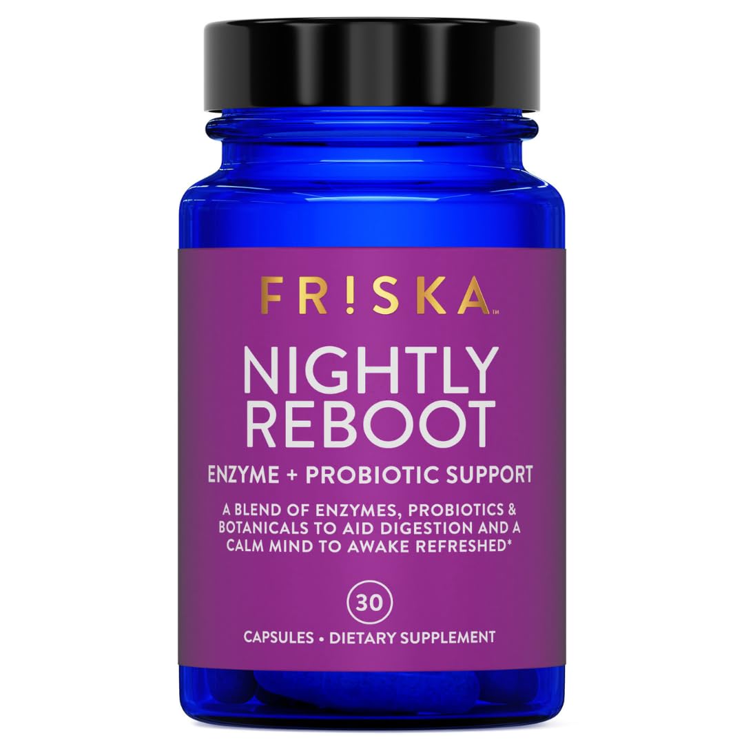 Friska Nightly Reboot frente del envase mostrando diseño y beneficio nocturno