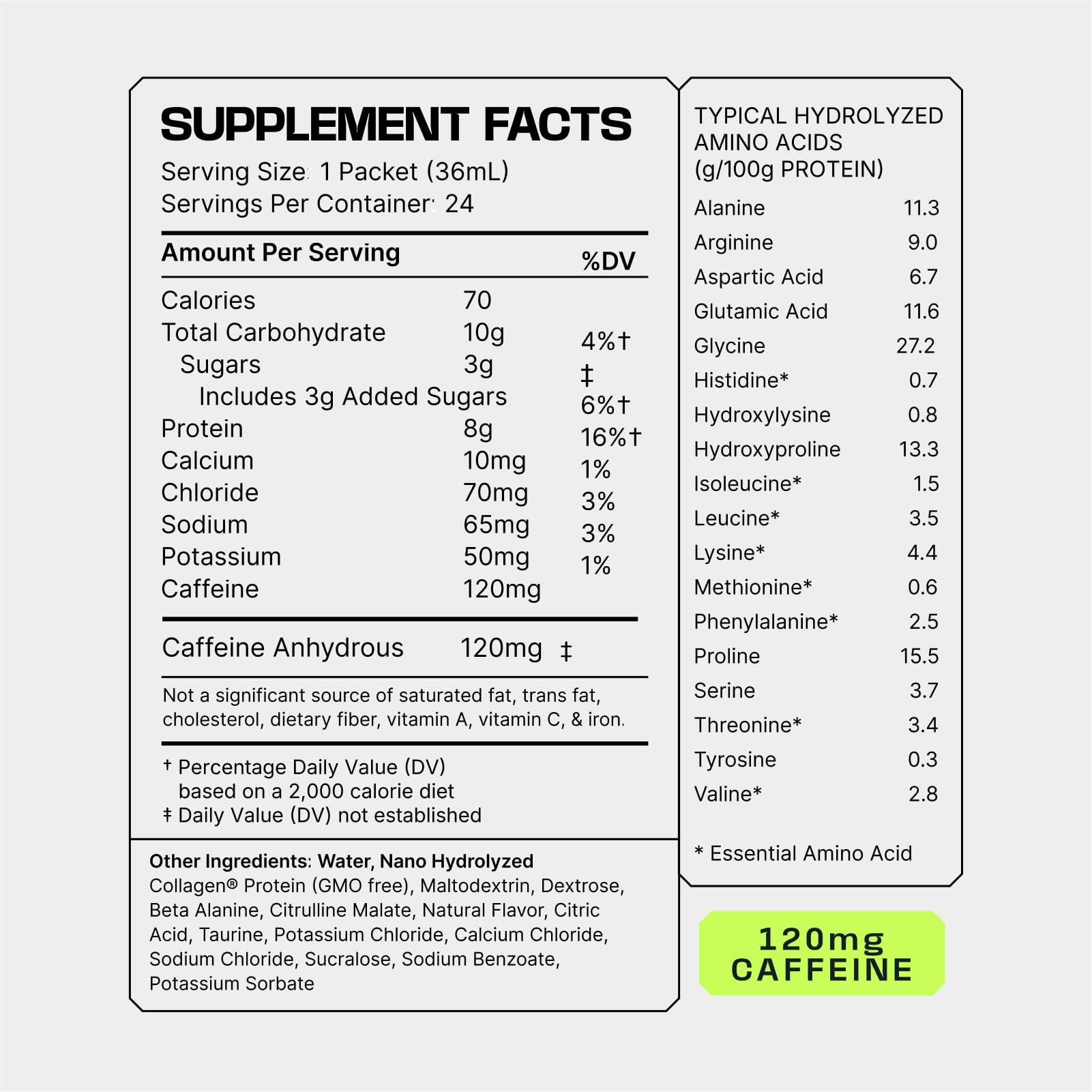 Frog Fuel etiqueta nutricional mostrando ingredientes clave
