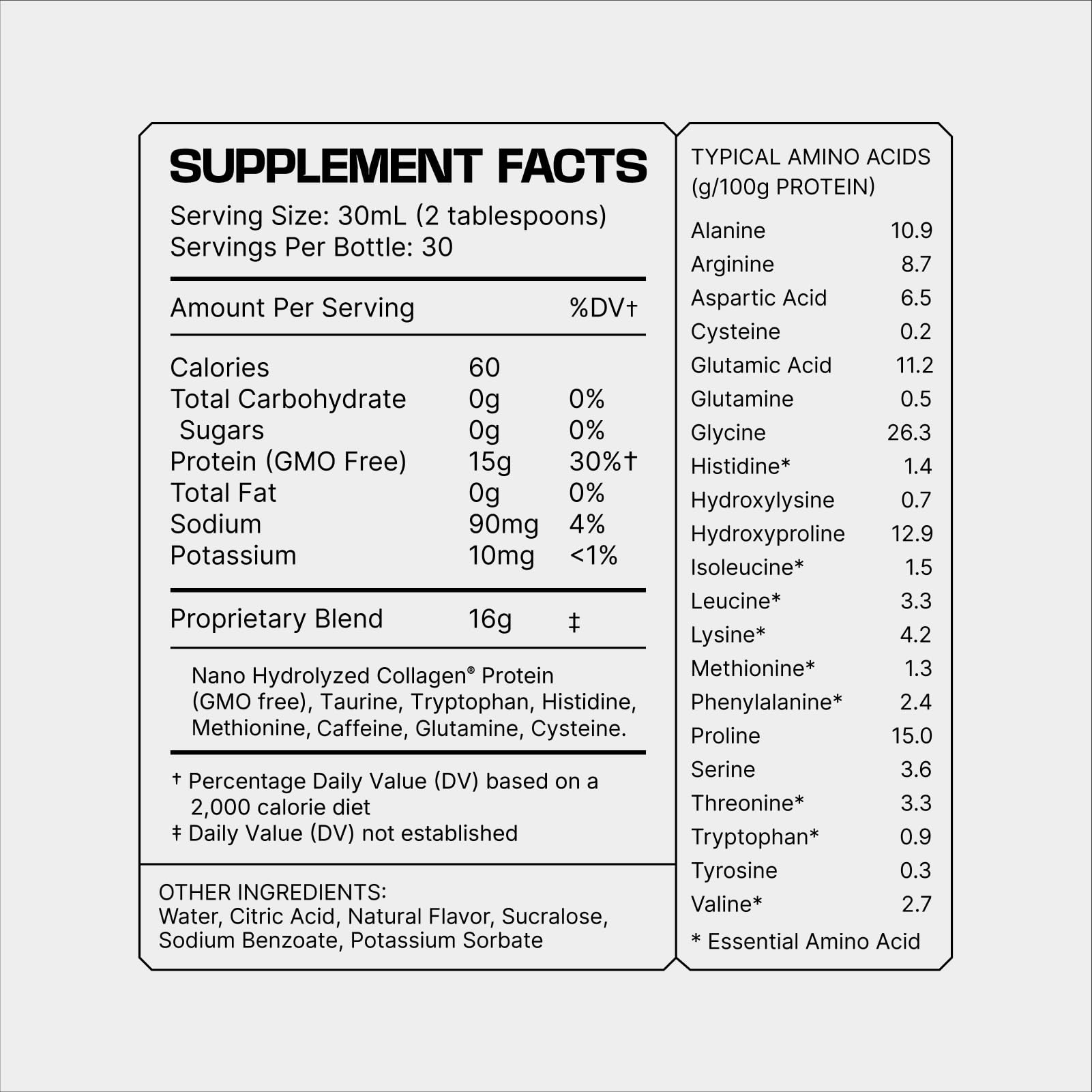Frog Fuel etiqueta nutricional en primer plano para ver ingredientes y aminoácidos