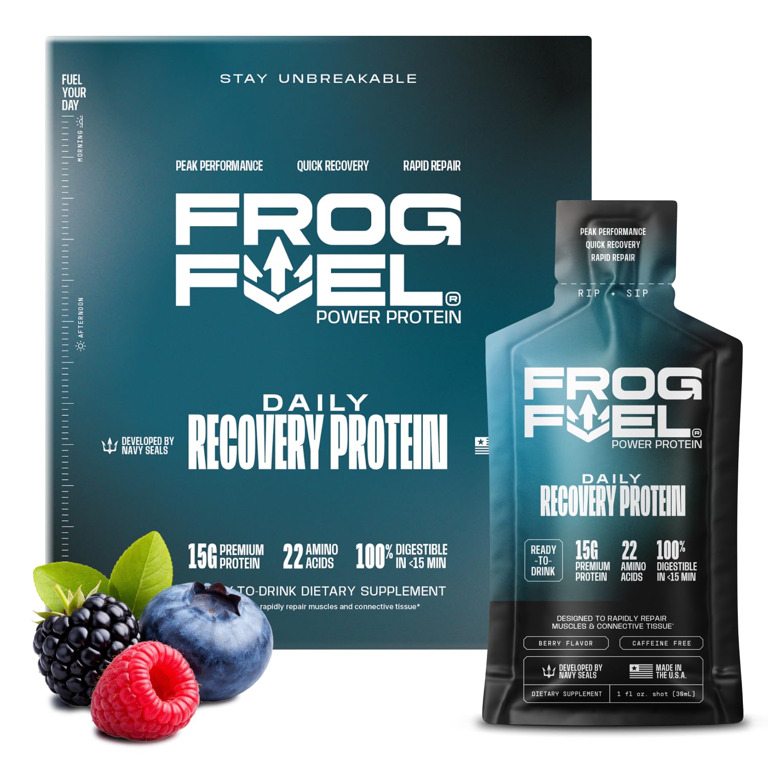 Frog Fuel frontal del pack berry mostrando presentación práctica y lista para llevar