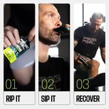 Frog Fuel shot en mano listo para beber durante entrenamiento