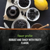Cuchara con polvo de elderberries Frontier Co-op listo para mezclar en recetas