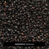 Taza de té preparada con Frontier Co-op elderberries, infusión rica y reconfortante