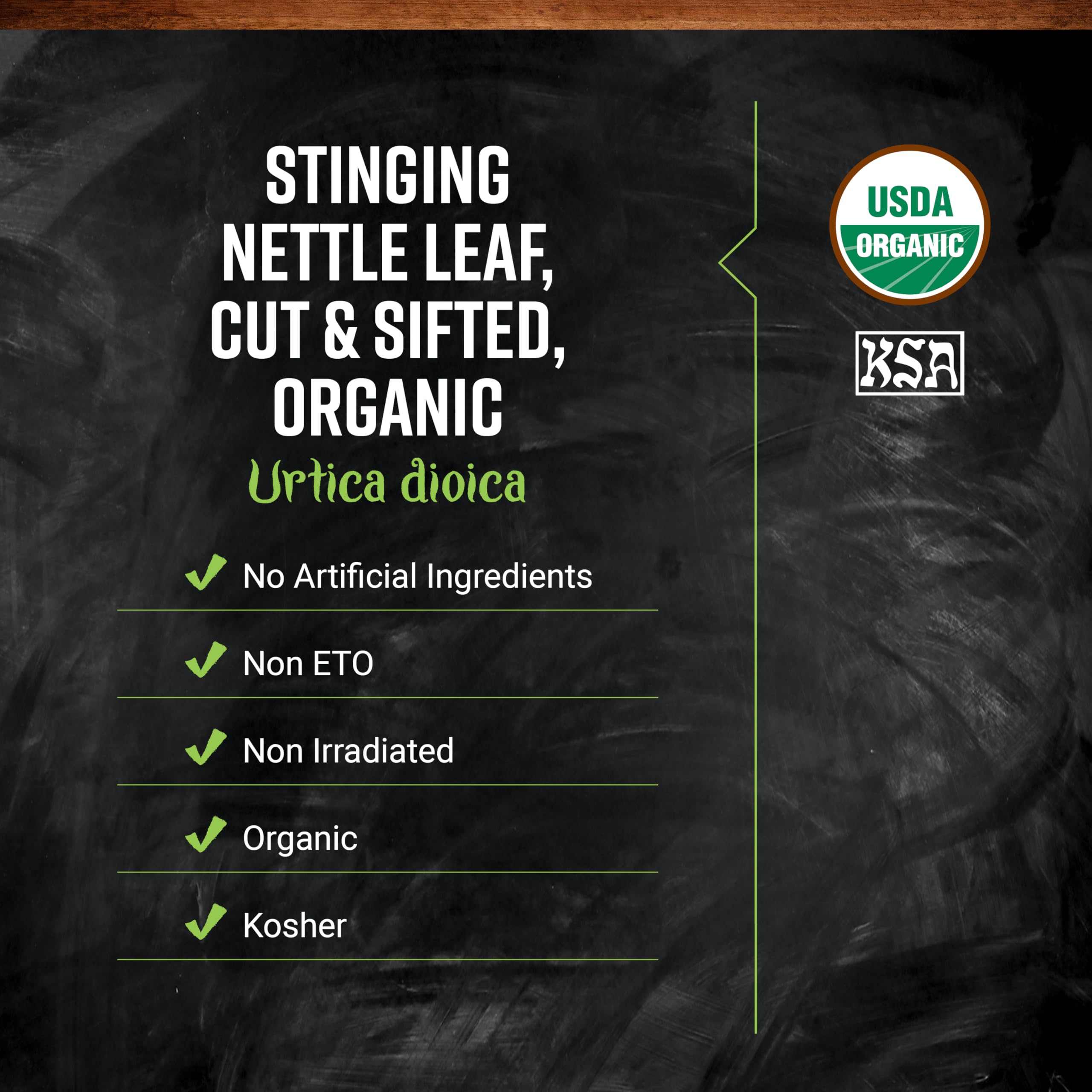 Taza de infusión con ortiga Frontier Co‑op en uso, aporta sabor herbáceo