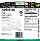 Detalle textura de semillas de psyllium Frontier Co-op que indica pureza y versatilidad