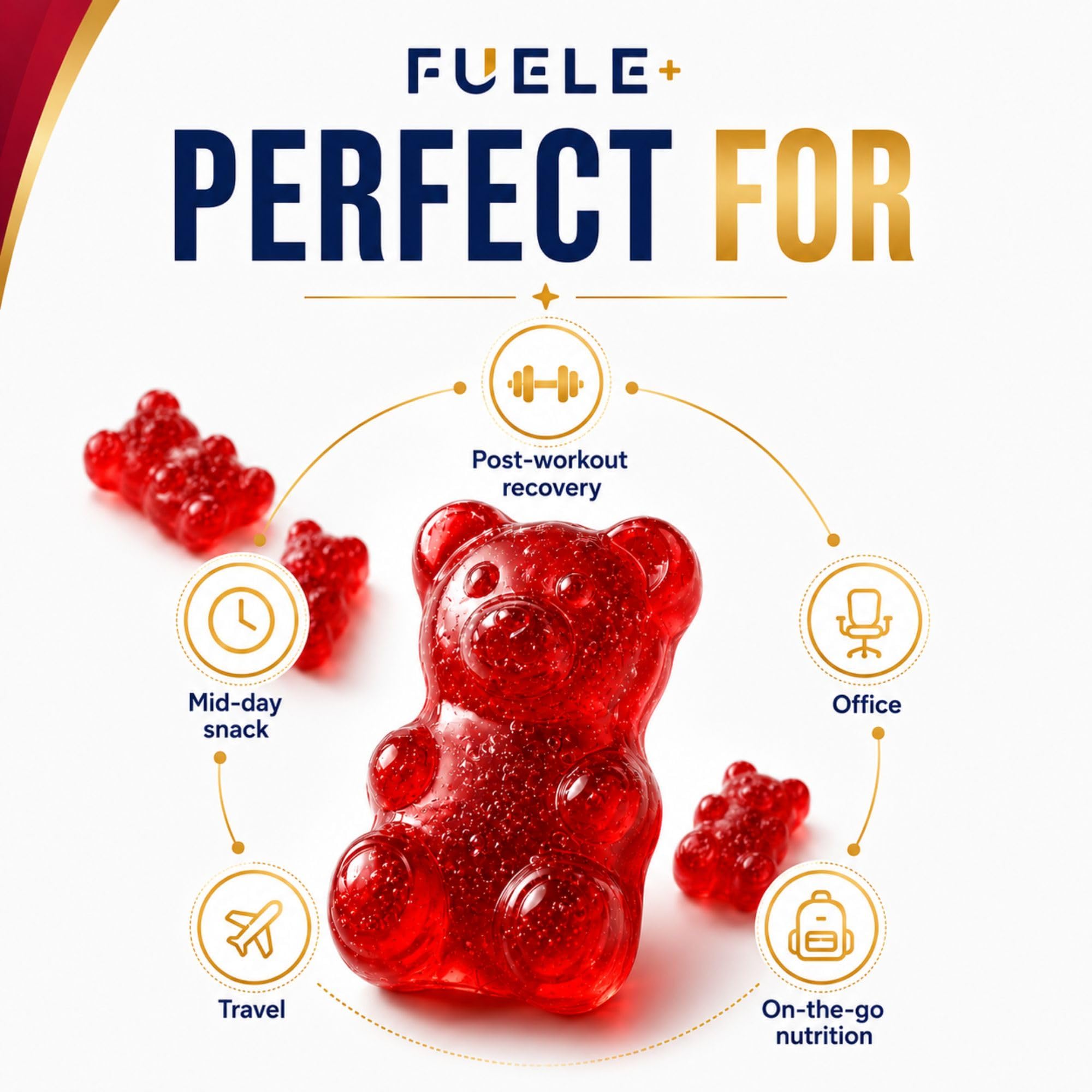 FUELE+ gominolas en mano para comparar tamaño y porción portátil