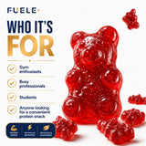 FUELE+ gominolas con frutos rojos frescos resaltando sabor mixed berry