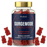 FUELE+ frasco frontal mostrando las gomitas veganas y beneficio práctico