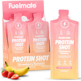 FUELMATE frontal del paquete mostrando sabor fresa plátano y beneficio portable