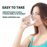 Fuenvegtal gotas vertidas en un vaso con agua para toma rápida y cómoda