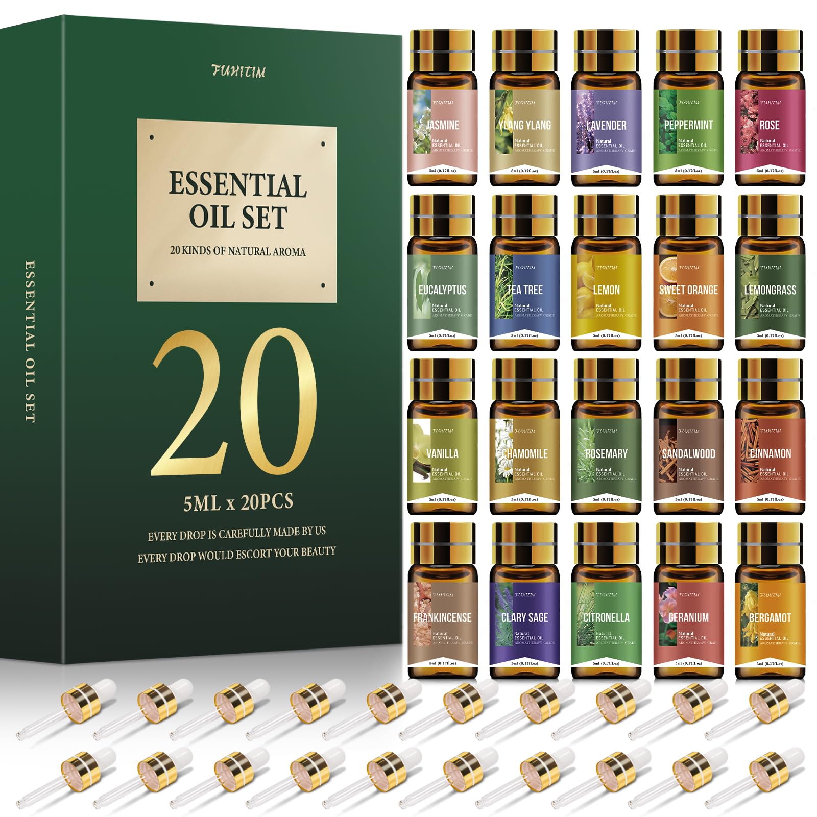 FUHITIM frontal del pack mostrando las 20 botellas y variedad de aromas