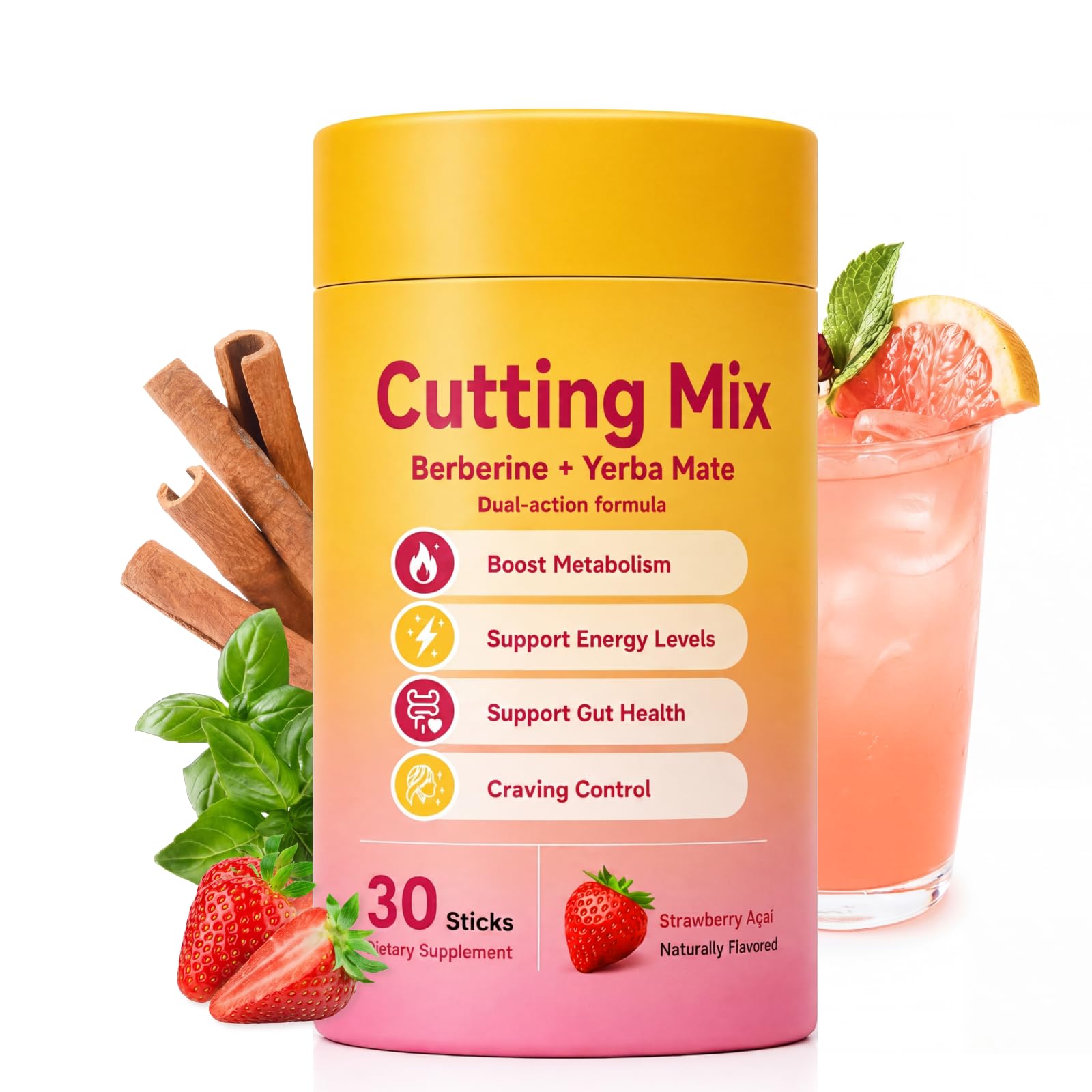 Fuken Cutting Drink Mix frente del paquete mostrando 30 sticks y beneficio práctico