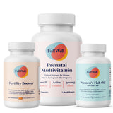 FullWell pack frontal mostrando los tres productos, apoyo preconcepcional claro