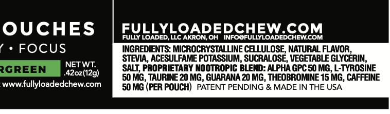 Fully Loaded Bullseye polvo e ingredientes individuales que muestran la fórmula
