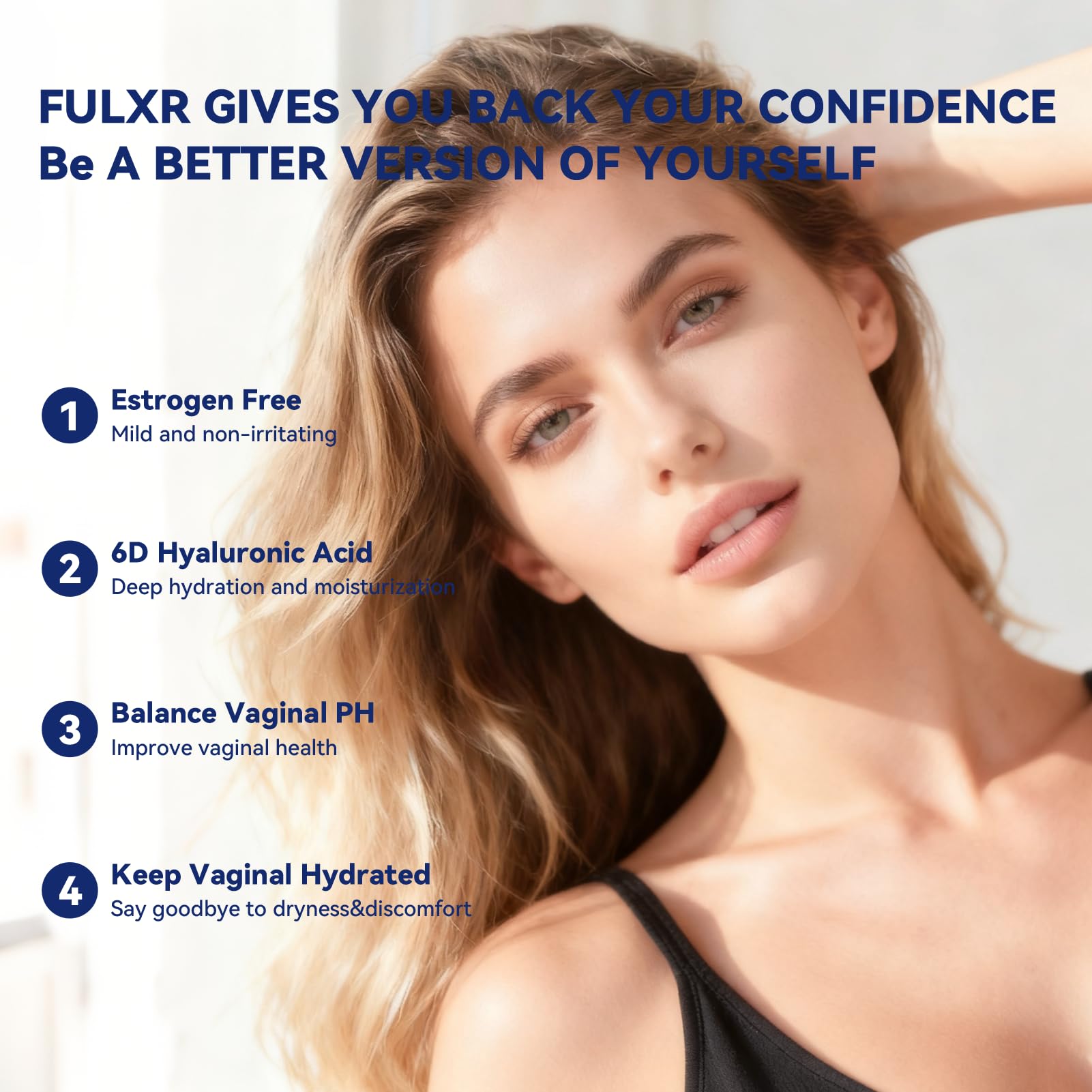 FULXR demostración de aplicación vaginal que ilustra uso dirigido y cómodo