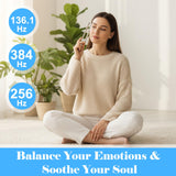 Funnydin diapason en uso durante meditación, facilita relajación