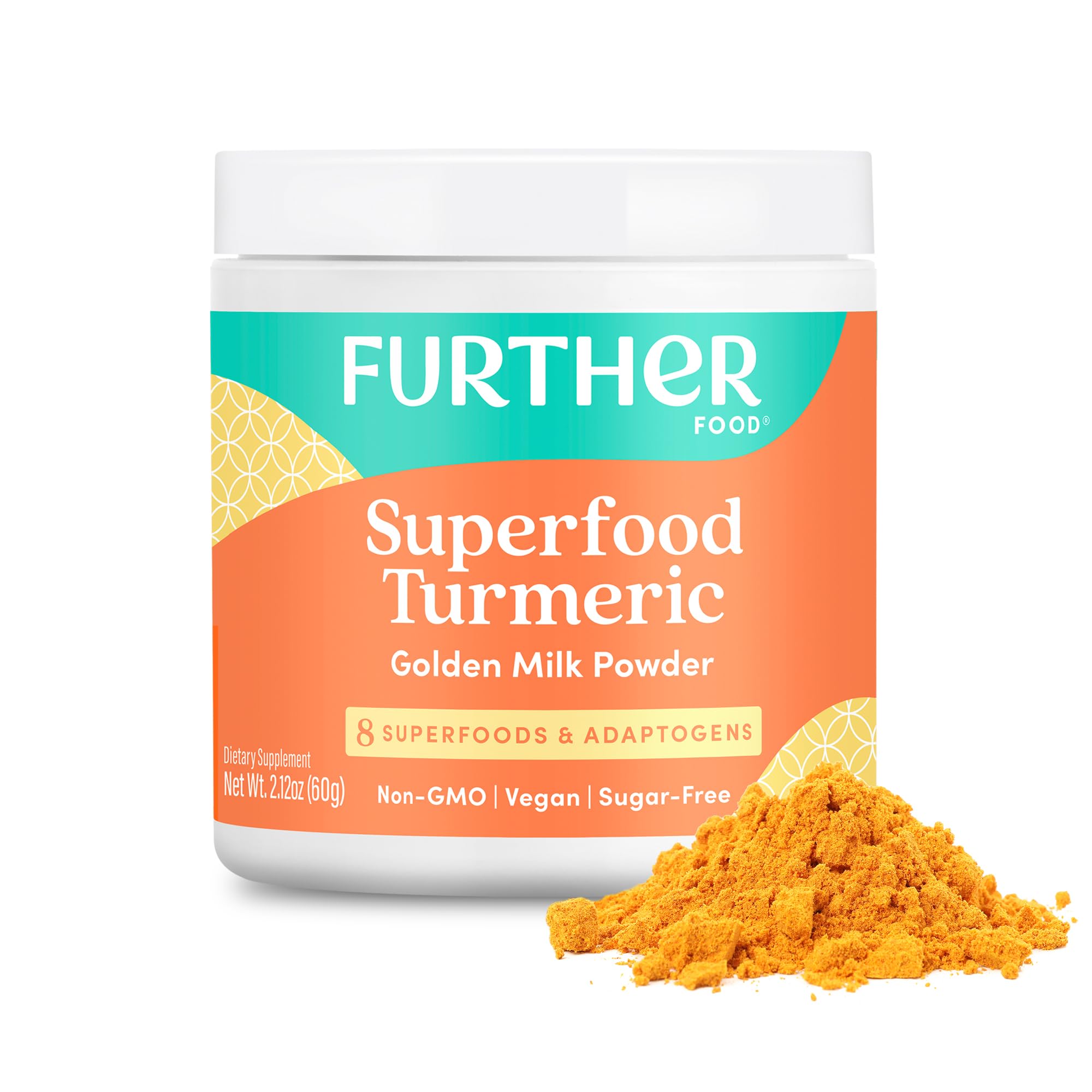 Further Food envase frontal mostrando mezcla Golden Milk y fácil uso