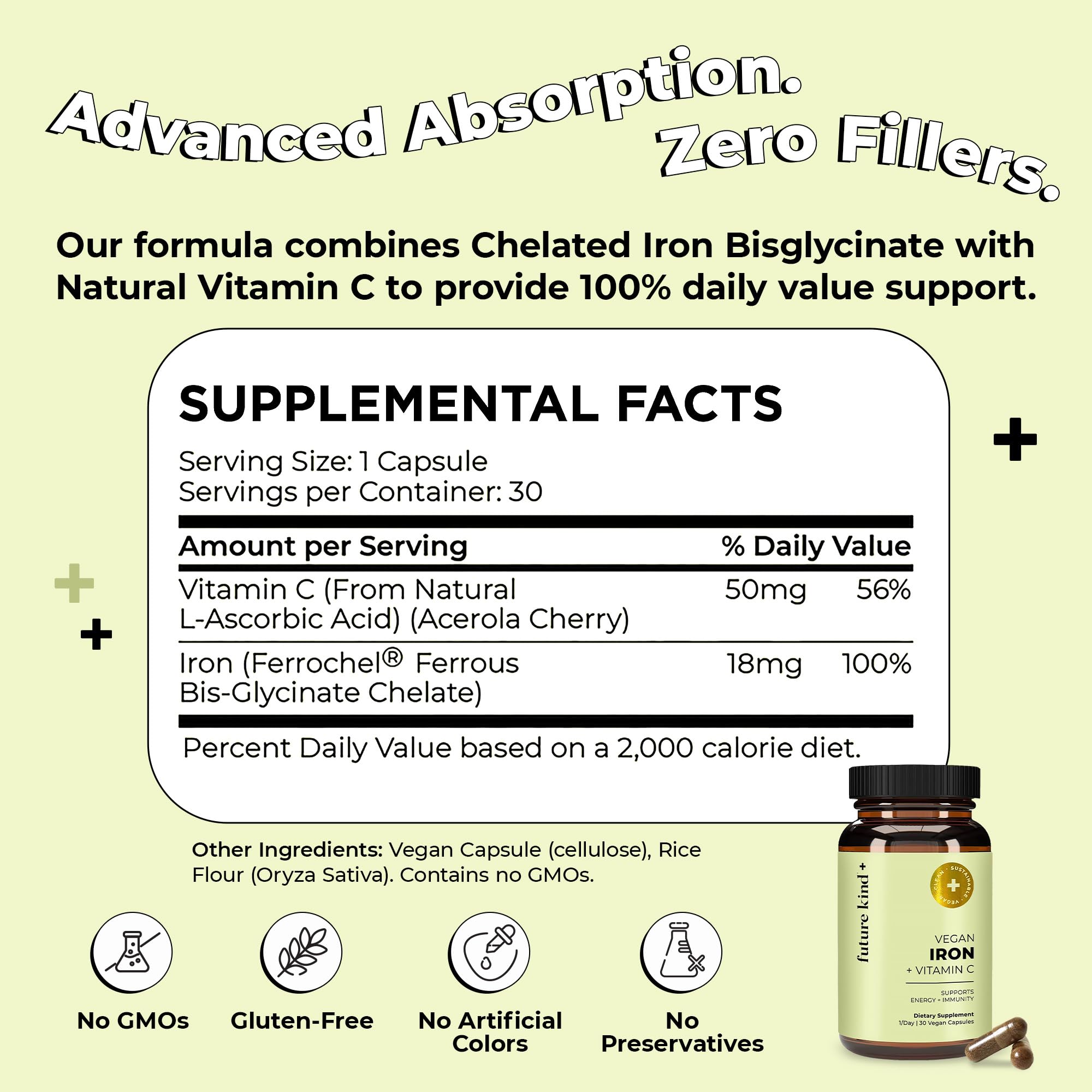 Future Kind acerola natural fuente de vitamina C para absorber hierro