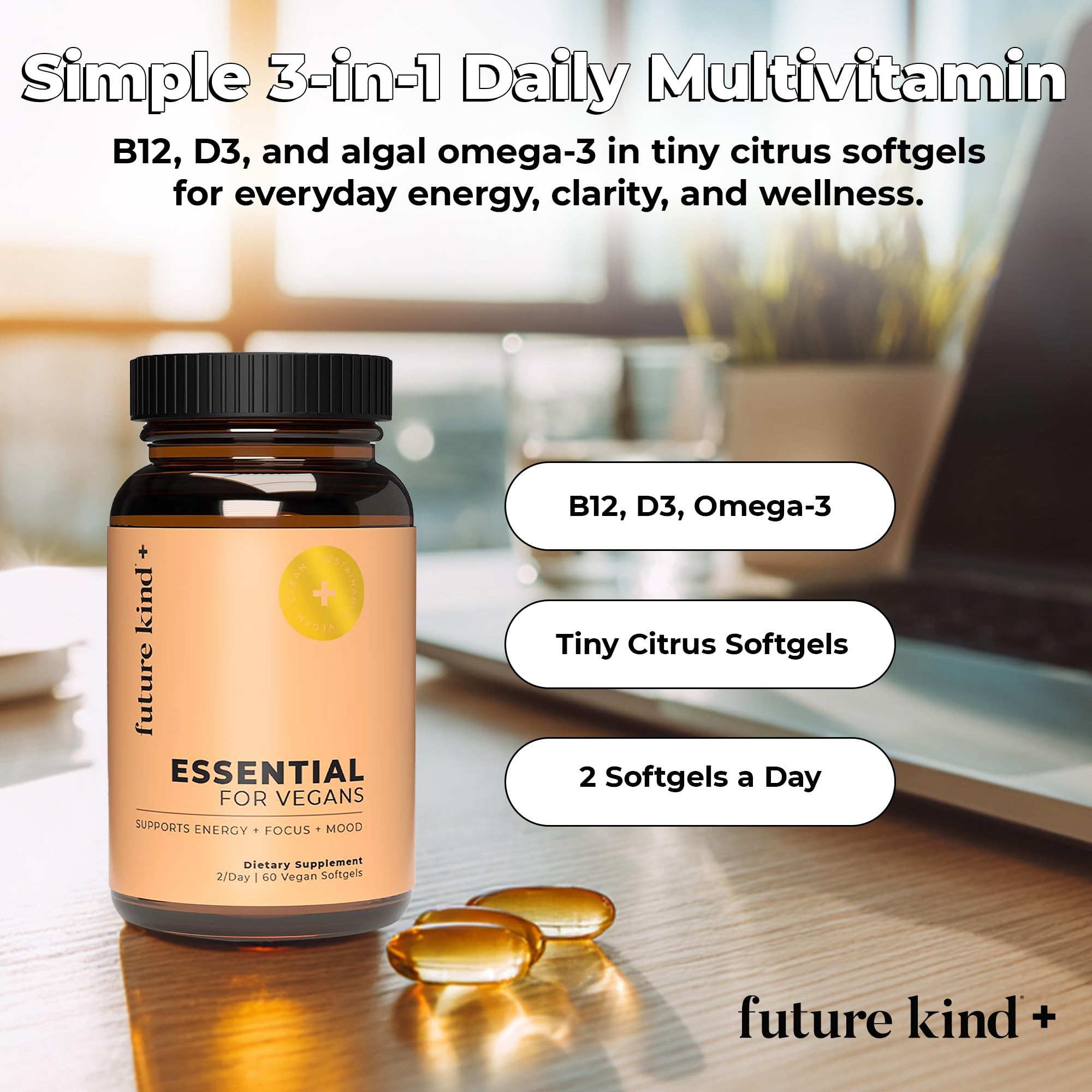Future Kind textura de softgel cítrica fácil de tragar y suave