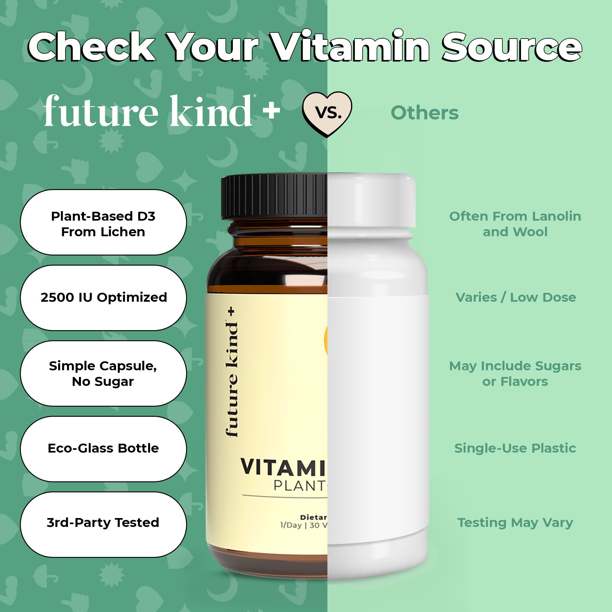 Future Kind líquenes fuente vegetal de D3 mostrando origen natural
