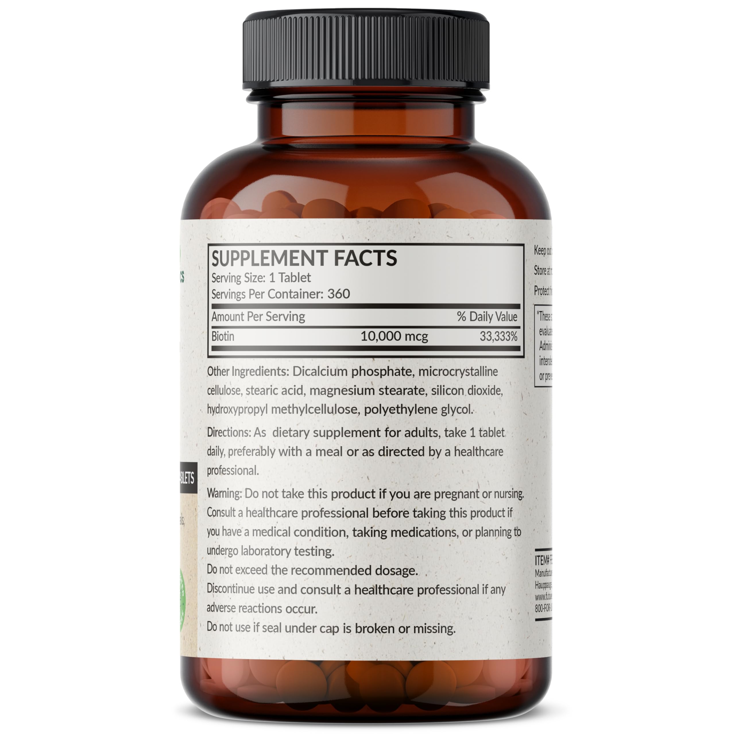 Close-up de tabletas mini Futurebiotics Biotin mostrando textura y fácil deglución