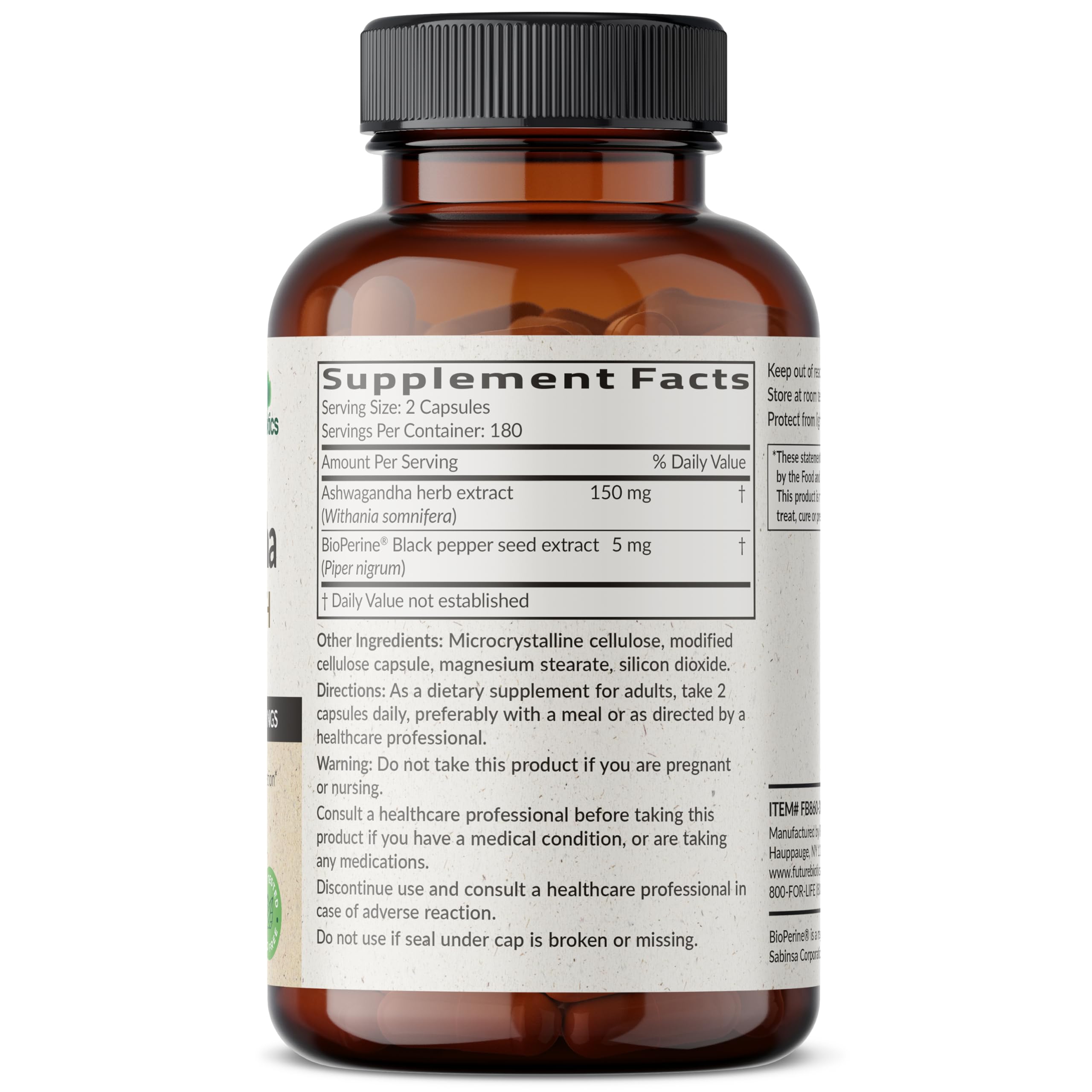 Futurebiotics cápsulas en mano mostrando dosificación fácil y conveniencia