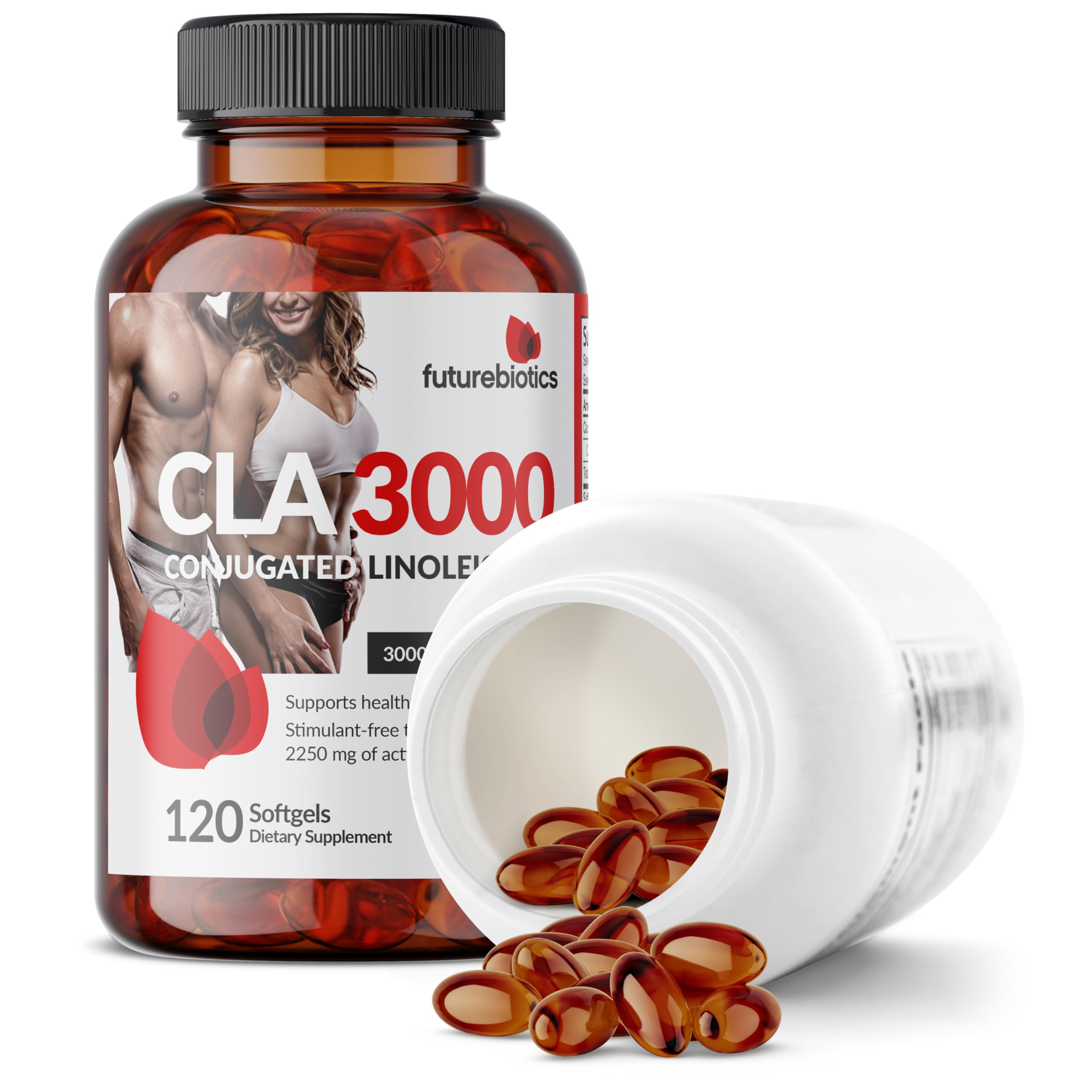 Futurebiotics CLA tamaño en mano para comparar dosis y escala real
