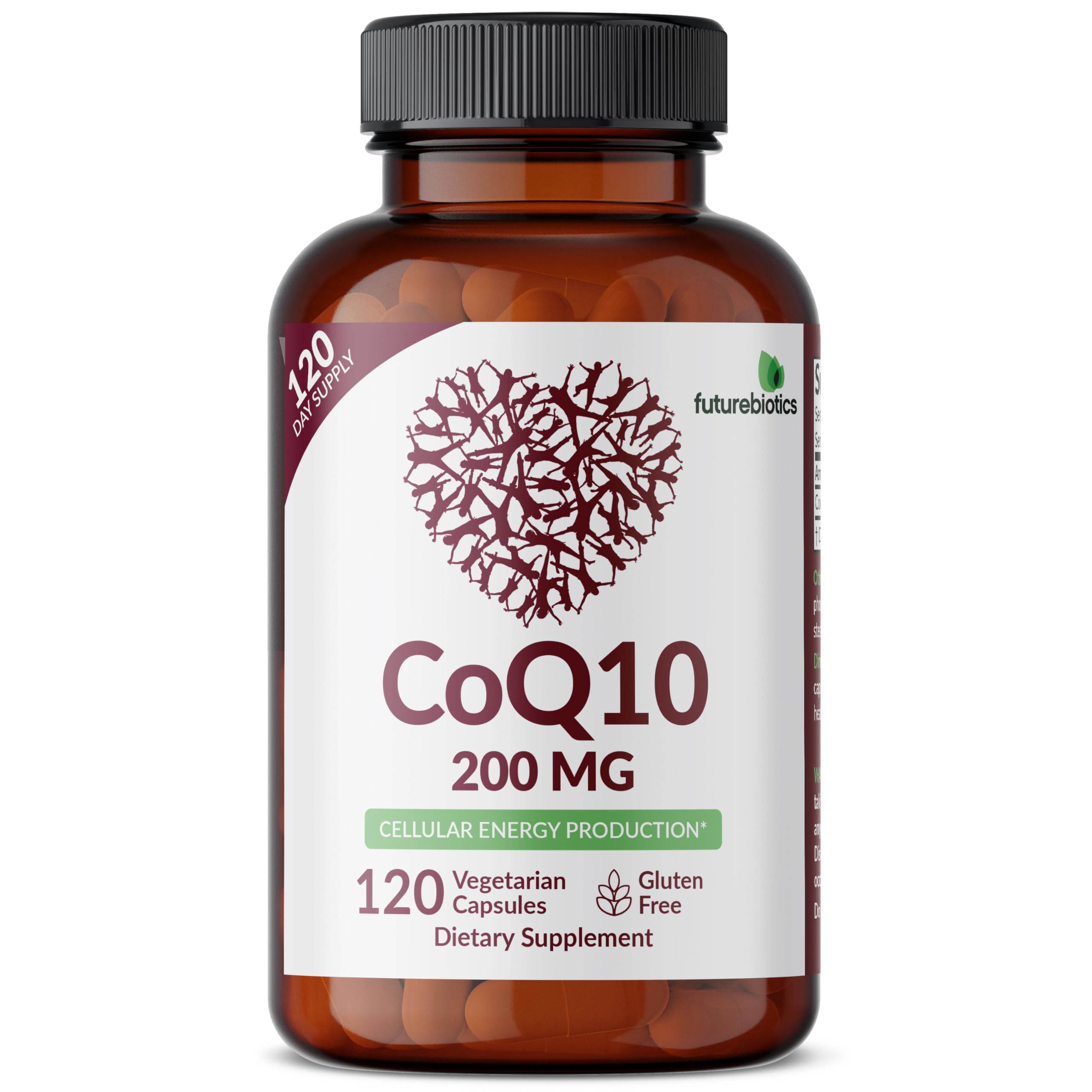 Futurebiotics cápsulas esparcidas junto al frasco indicando suministro de 120 unidades